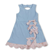 Load image into Gallery viewer, Sleeveless floral bow light blue kids girls summer athletic dress