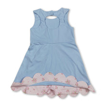 Load image into Gallery viewer, Sleeveless floral bow light blue kids girls summer athletic dress
