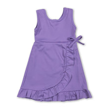 Load image into Gallery viewer, Purple sleeveless ruffle kids girls athletic dresses