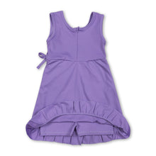Load image into Gallery viewer, Purple sleeveless ruffle kids girls athletic dresses