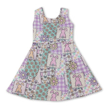 Load image into Gallery viewer, Sleeveless bunny floral kids girls Easter athletic dresses