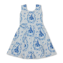 Load image into Gallery viewer, Sleeveless light blue bow castle kids girls athletic dresses