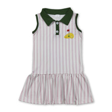 Load image into Gallery viewer, Sleeveless pink stripe golf kids girls polo dresses
