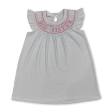 Load image into Gallery viewer, White flutter sleeves big sister smocked girls dresses
