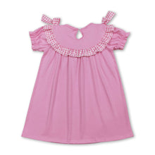Load image into Gallery viewer, Pink short sleeves cross smocked kids girls Easter dresses