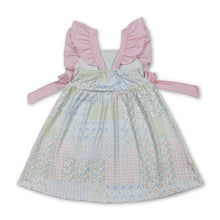 Load image into Gallery viewer, Pink flutter sleeves bow floral kids girls spring dress