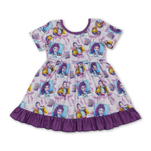Load image into Gallery viewer, Short sleeves purple ruffle bow music girls dresses