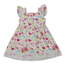 Load image into Gallery viewer, Floral flutter sleeves cross embroidery girls Easter dresses