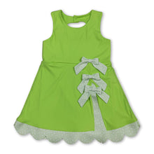 Load image into Gallery viewer, Sleeveless bow lime green scallop girls athletic dress