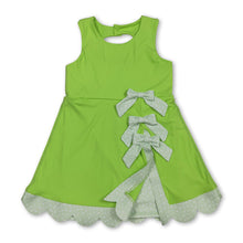 Load image into Gallery viewer, Sleeveless bow lime green scallop girls athletic dress