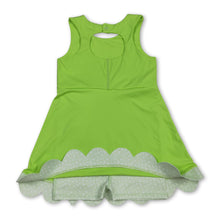 Load image into Gallery viewer, Sleeveless bow lime green scallop girls athletic dress