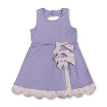 Load image into Gallery viewer, Sleeveless bow lavender scallop girls athletic dress