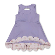 Load image into Gallery viewer, Sleeveless bow lavender scallop girls athletic dress