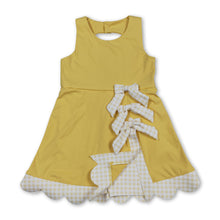 Load image into Gallery viewer, Sleeveless bow yellow scallop girls athletic dress