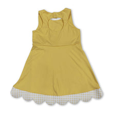 Load image into Gallery viewer, Sleeveless bow yellow scallop girls athletic dress