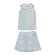 Load image into Gallery viewer, Sleeveless plaid top skirt kids girls activewear set