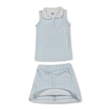 Load image into Gallery viewer, Sleeveless plaid top skirt kids girls activewear set