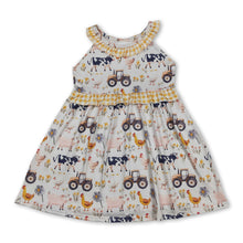Load image into Gallery viewer, Yellow plaid ruffle farm kids girls summer dresses