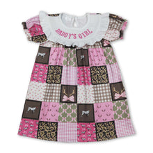 Load image into Gallery viewer, Short sleeves daddy's girls smocked camo bow dresses