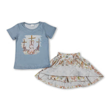 Load image into Gallery viewer, Rabbit cross bleached top skirt kids girls Easter outfits