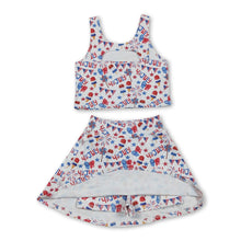 Load image into Gallery viewer, Sleeveless 4th of july popsicle top skirt girls active set