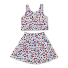 Load image into Gallery viewer, Sleeveless 4th of july popsicle top skirt girls active set