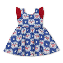 Load image into Gallery viewer, Flutter sleeves flag bow stars girls 4th of july dresses