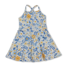 Load image into Gallery viewer, Straps blue yellow floral kids girls athletic dresses