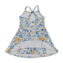 Load image into Gallery viewer, Straps blue yellow floral kids girls athletic dresses