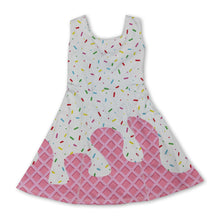 Load image into Gallery viewer, Sleeveless white pink ice cream sprinkle girls athletic dresses