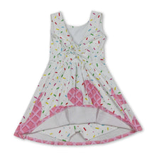 Load image into Gallery viewer, Sleeveless white pink ice cream sprinkle girls athletic dresses