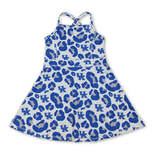 Load image into Gallery viewer, Straps blue leopard U K kids girls team athletic dresses