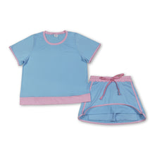Load image into Gallery viewer, Light blue pink cotton top skirt adult women outfits