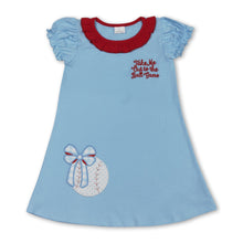 Load image into Gallery viewer, Short sleeves baseball bow kids girls dresses