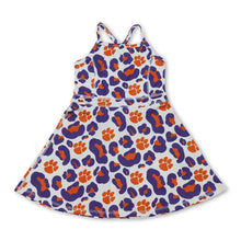Load image into Gallery viewer, Straps orange purple leopard kids girls team athletic dress