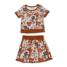 Load image into Gallery viewer, Short sleeves football bow top skirt girls team active wear set