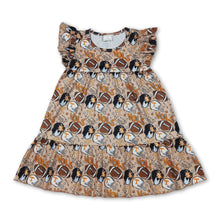 Load image into Gallery viewer, Flutter sleeves football dog T ruffle girls team dresses