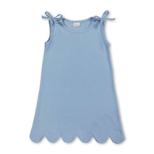 Load image into Gallery viewer, Sleeveless light blue cotton scallop girls summer dress