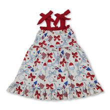 Load image into Gallery viewer, Straps popsicle bow flag girls ruffle 4th of july dresses