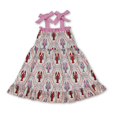 Load image into Gallery viewer, Pink adjustable straps crawfish ruffle girls dresses
