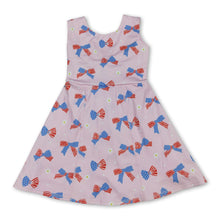 Load image into Gallery viewer, Stars stripe bows kids girls 4th of july athletic dresses