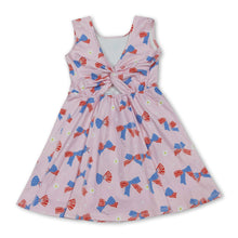Load image into Gallery viewer, Stars stripe bows kids girls 4th of july athletic dresses