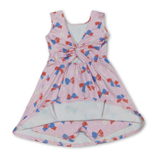 Load image into Gallery viewer, Stars stripe bows kids girls 4th of july athletic dresses