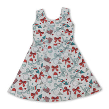 Load image into Gallery viewer, Sleeveless popsicle bow flag girls 4th of july athletic dress