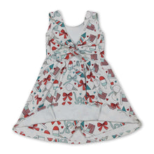 Load image into Gallery viewer, Sleeveless popsicle bow flag girls 4th of july athletic dress