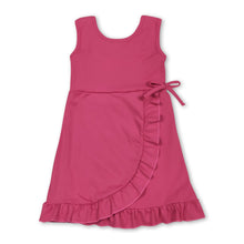 Load image into Gallery viewer, Sleeveless hot pink bow ruffle kids girls summer athletic dress