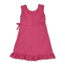 Load image into Gallery viewer, Sleeveless hot pink bow ruffle kids girls summer athletic dress