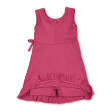 Load image into Gallery viewer, Sleeveless hot pink bow ruffle kids girls summer athletic dress