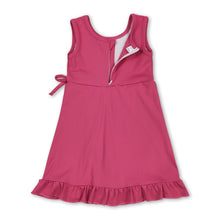 Load image into Gallery viewer, Sleeveless hot pink bow ruffle kids girls summer athletic dress