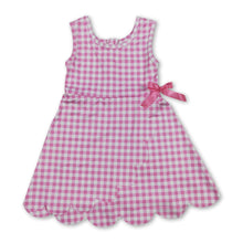 Load image into Gallery viewer, Sleeveless pink plaid scallop kids girls athletic dress